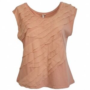 LC Lauren Conrad Tank Top Womens X LPeach Ruffle Front Romantic Soft Girl